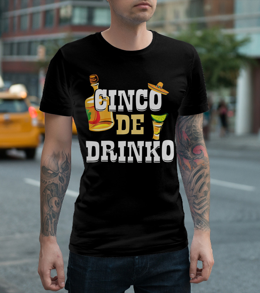 Cinco De Drinko Mexican Funny Sombrero Bottle Lime T-Shirt