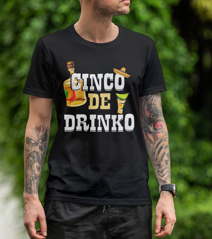 Cinco De Drinko Mexican Funny Sombrero Bottle Lime T-Shirt