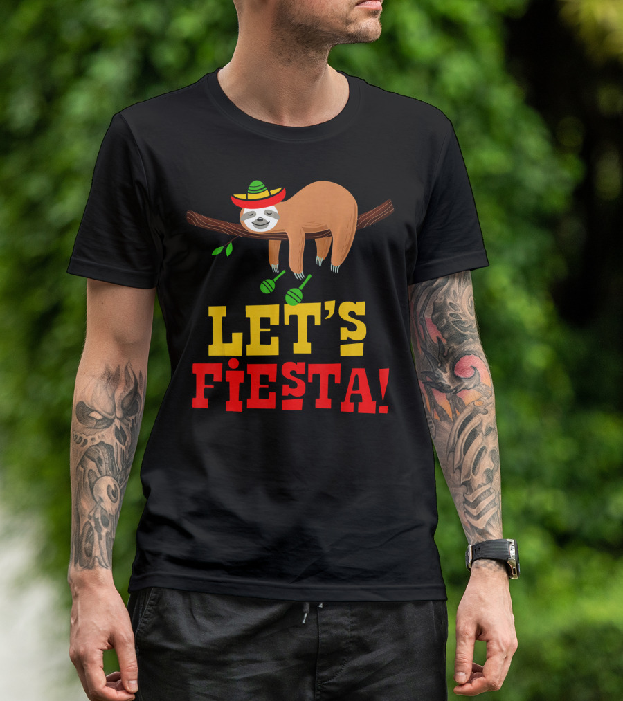 Let's Fiesta Cinco De Mayo Sloth Sombrero T-Shirt
