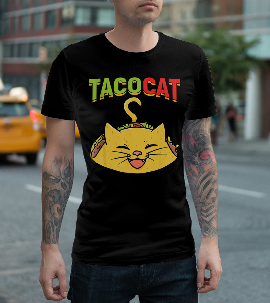 TacoCat Mexican Cinco de Mayo Cat with Smiling Taco Kitty T-Shirt