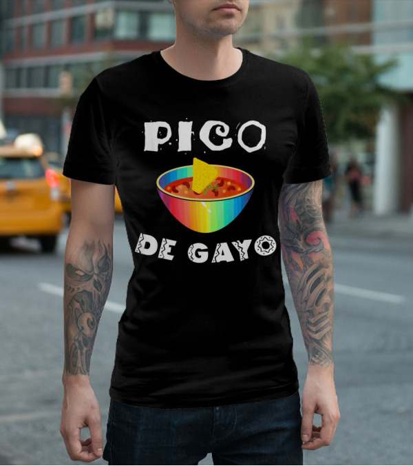 Pico De Gayo Funny Cinco De Mayo Rainbow Salsa Bowl With Chip T-Shirt