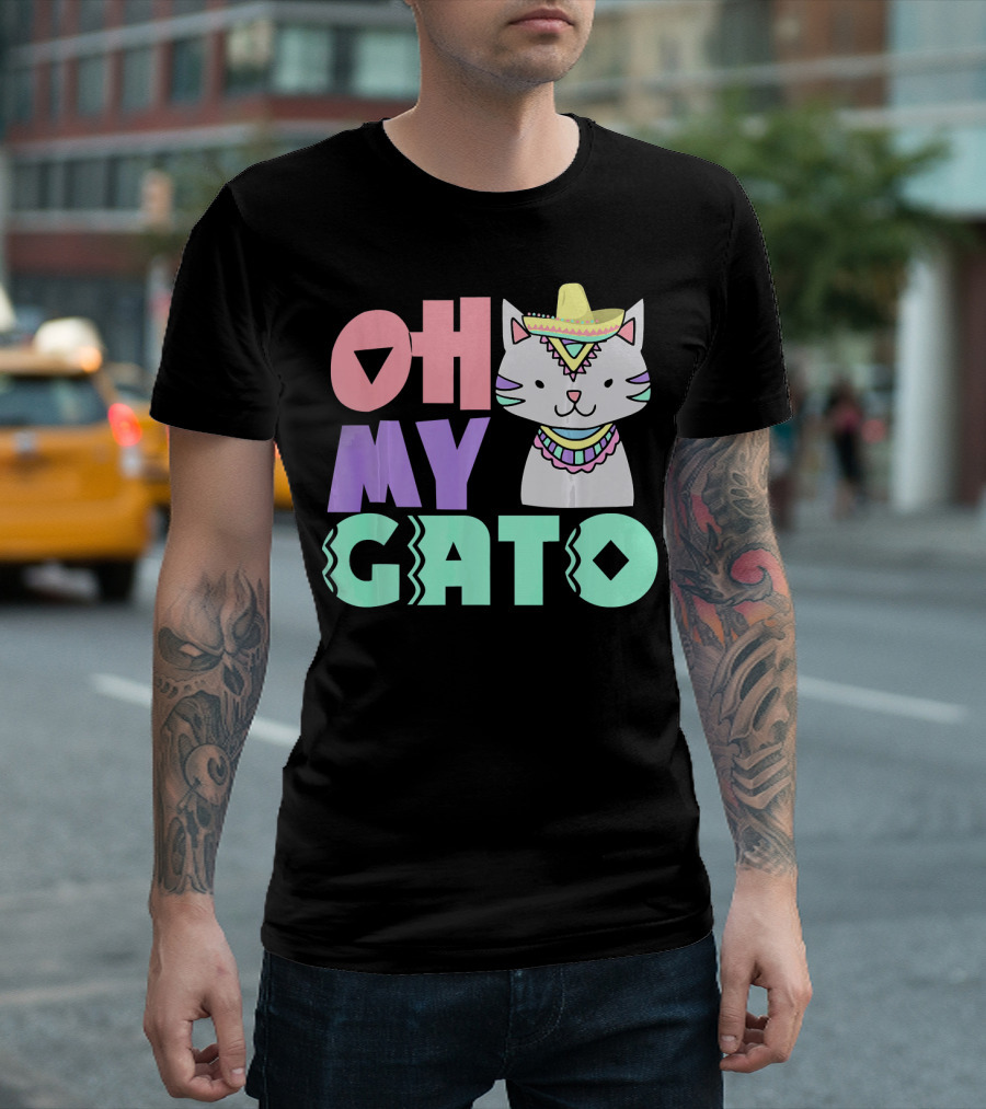 Oh My Gato Cinco De Mayo Cat Sombrero and Poncho T-Shirt