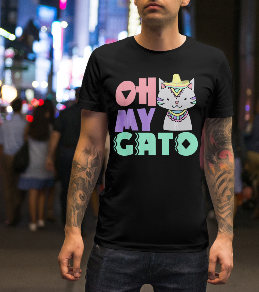 Oh My Gato Cinco De Mayo Cat Sombrero And Poncho T-Shirt