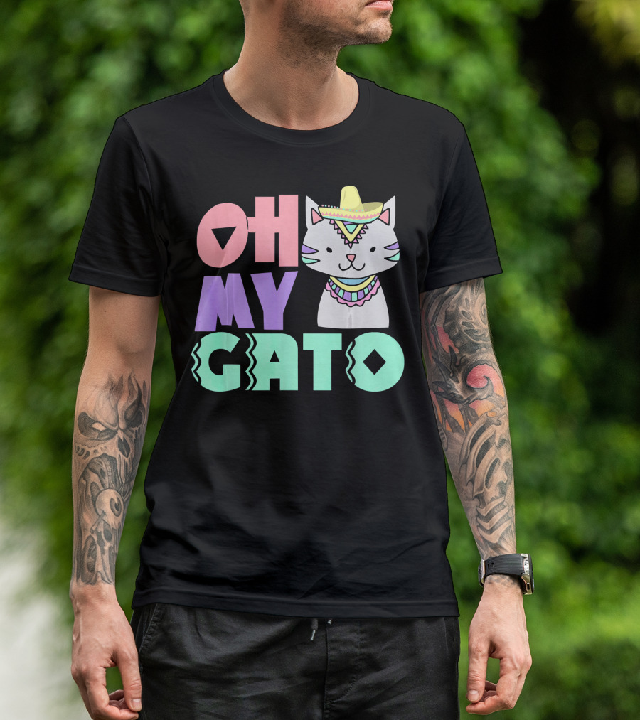 Oh My Gato Cinco De Mayo Cat Sombrero And Poncho T-Shirt