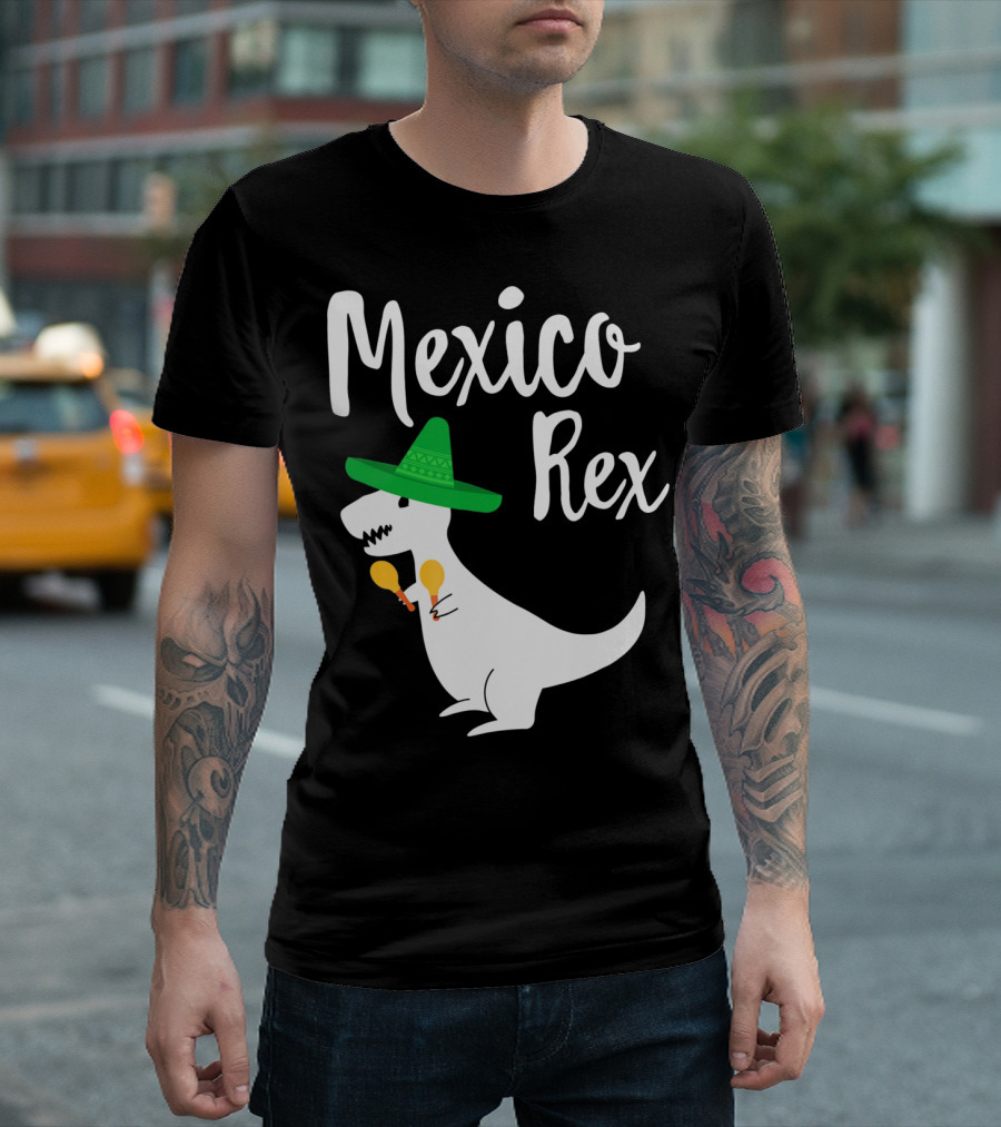 Mexico Rex Sombrero Maracas Cute Dinosaur Pun T-Shirt