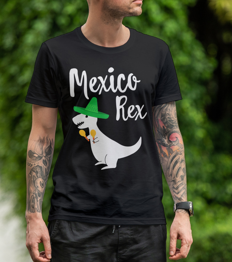 Mexico Rex Sombrero Maracas Cute Dinosaur Pun T-Shirt
