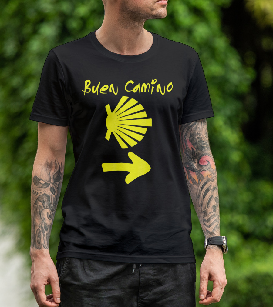 Buen Camino Santiago Yellow Shell Arrow T-Shirt
