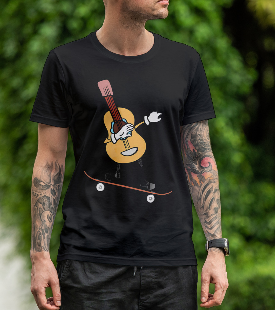 Skateboard Cinco De Mayo Funny Mexico Guitar Riding T-Shirt