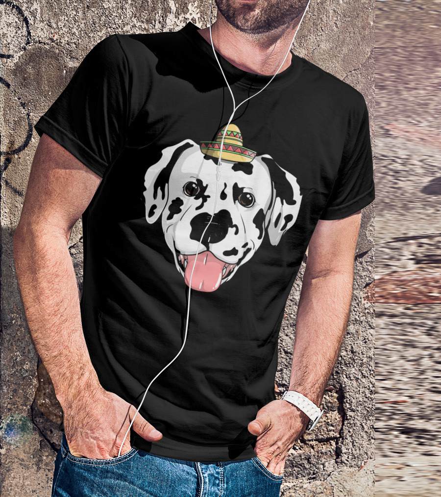 Dalmatian Dog Sombrero Fiesta Cinco De Mayo Fun T-Shirt