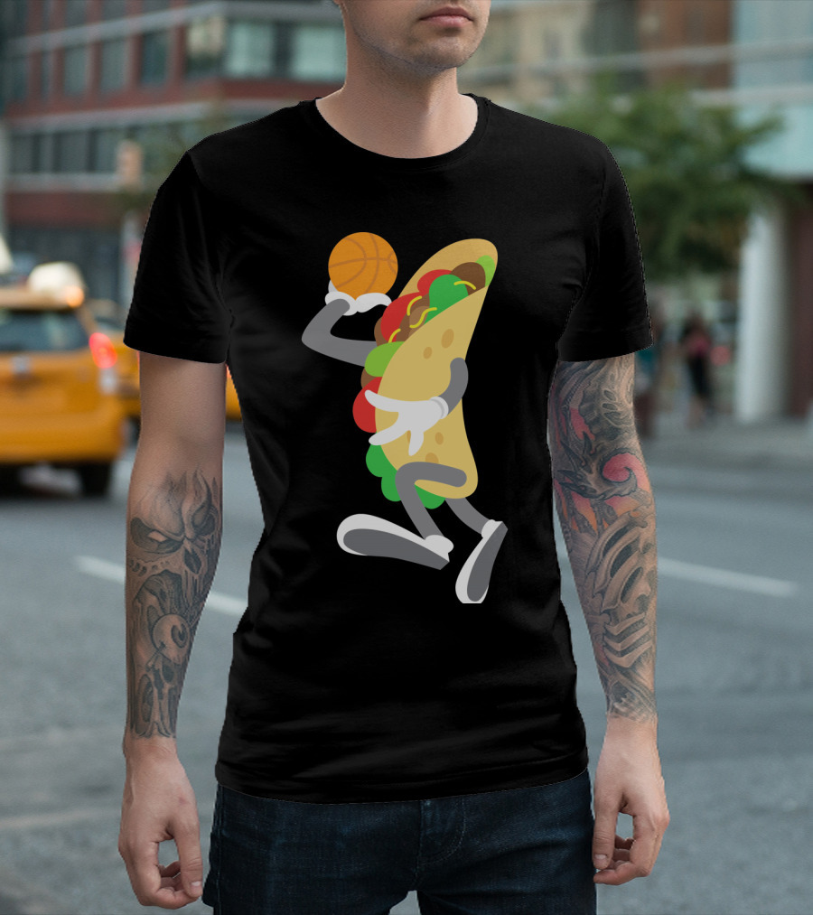Taco Basketball Dunking Funny Mexican Cinco de Mayo T-Shirt