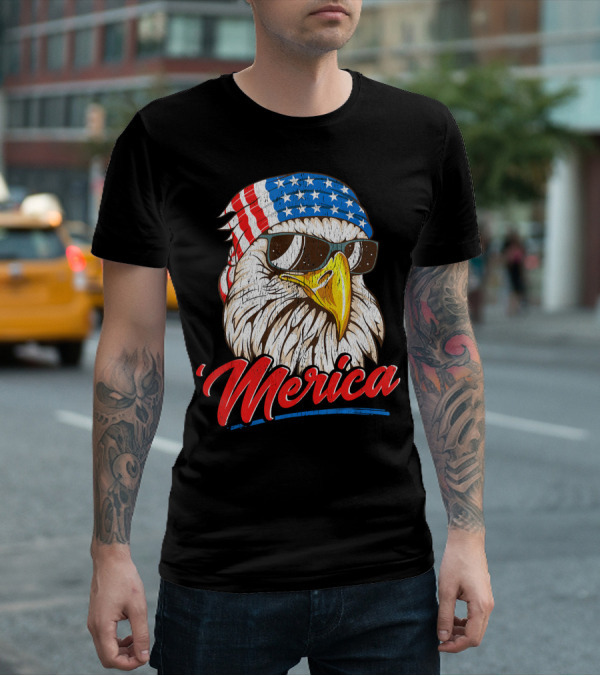 Merica Bald Eagle 80s Mullet Eagle Ameri T-Shirt