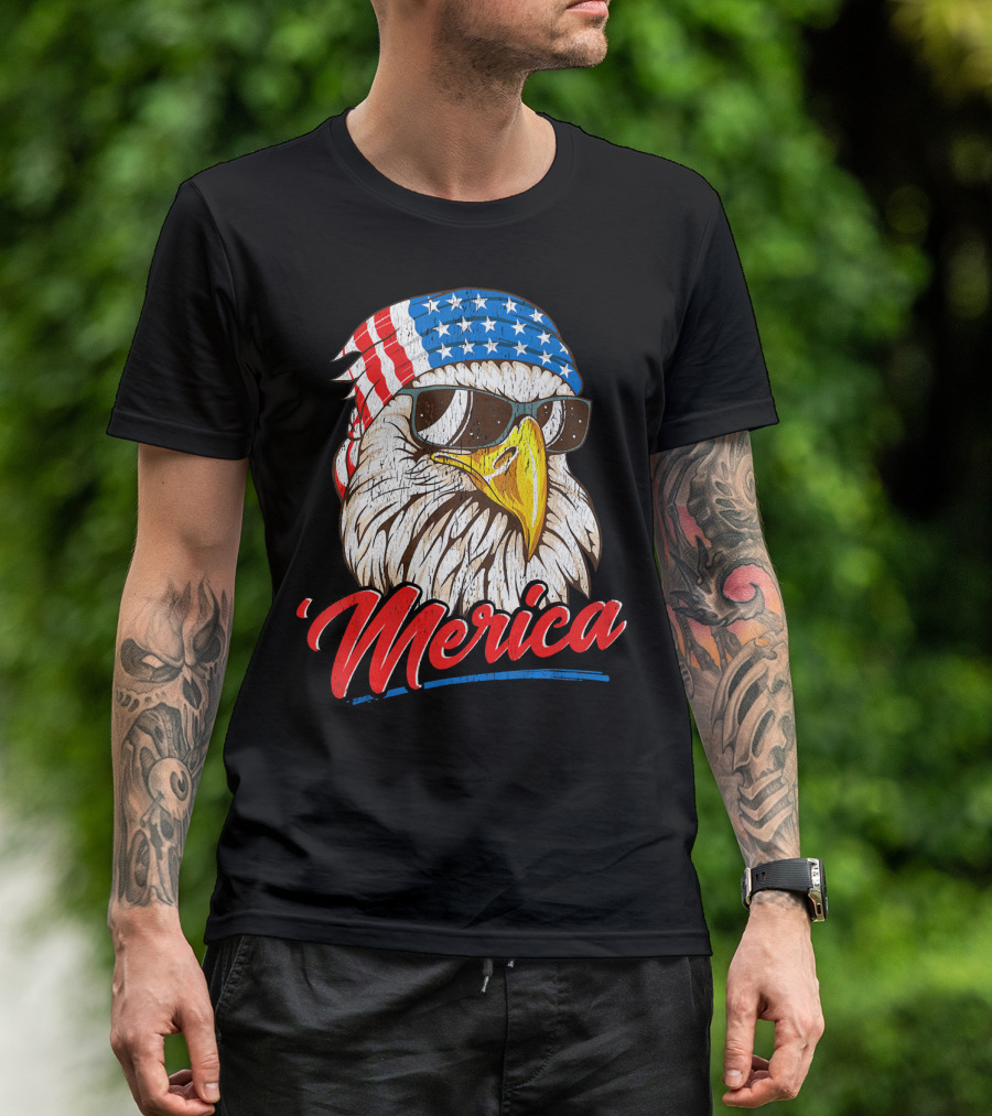 Merica Bald Eagle 80s Mullet Eagle Ameri T-Shirt