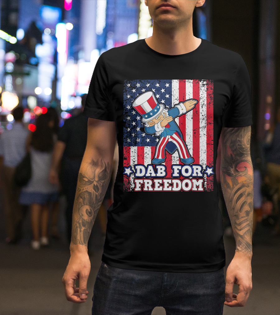 Uncle Sam Dabbing Dab For Freedom Patriotic Flag T-Shirt