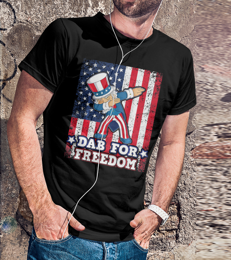 Uncle Sam Dabbing Dab For Freedom Patriotic Flag T-Shirt