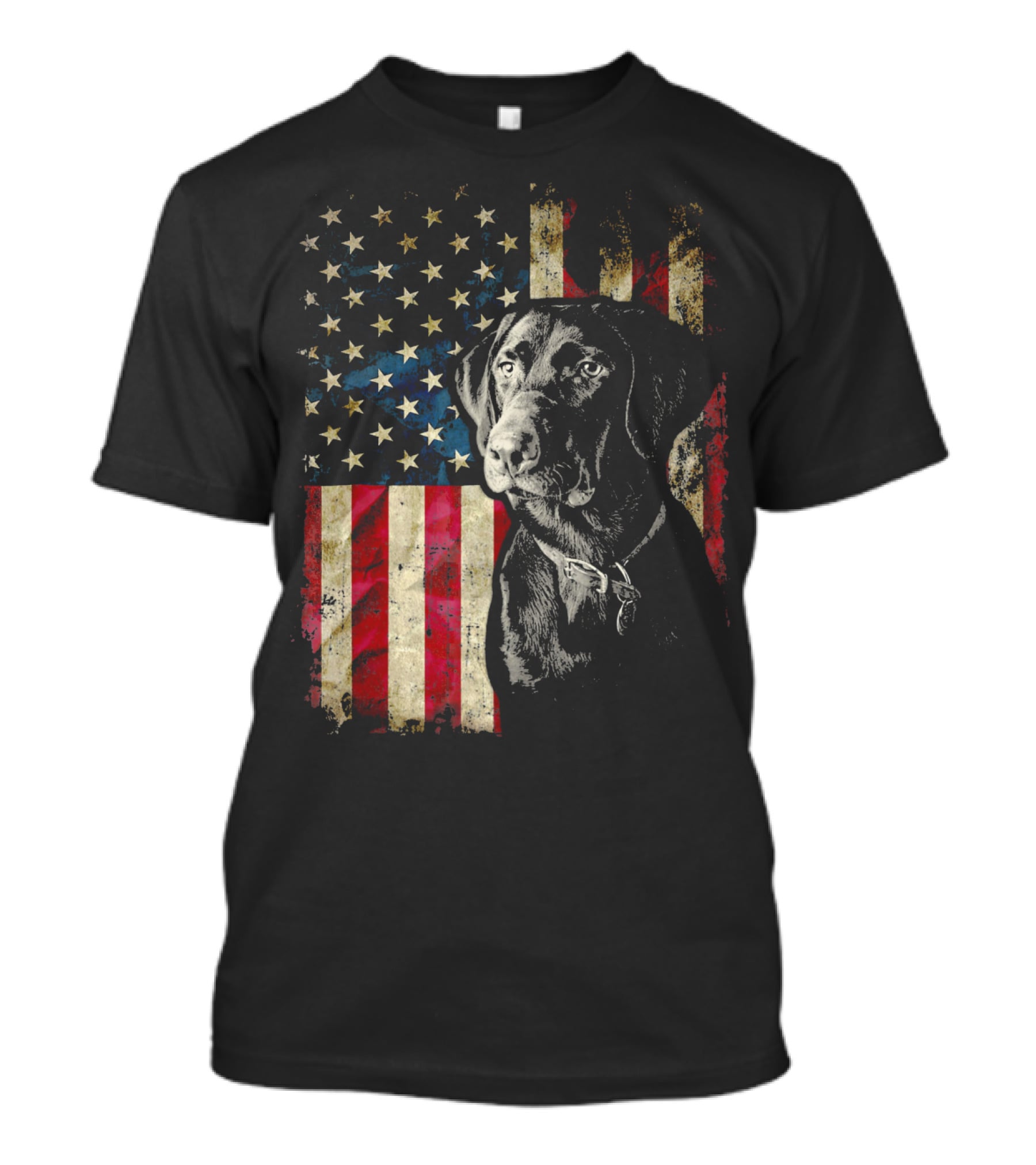 Patriotic Labrador Retriever With American Flag Background T-Shirt