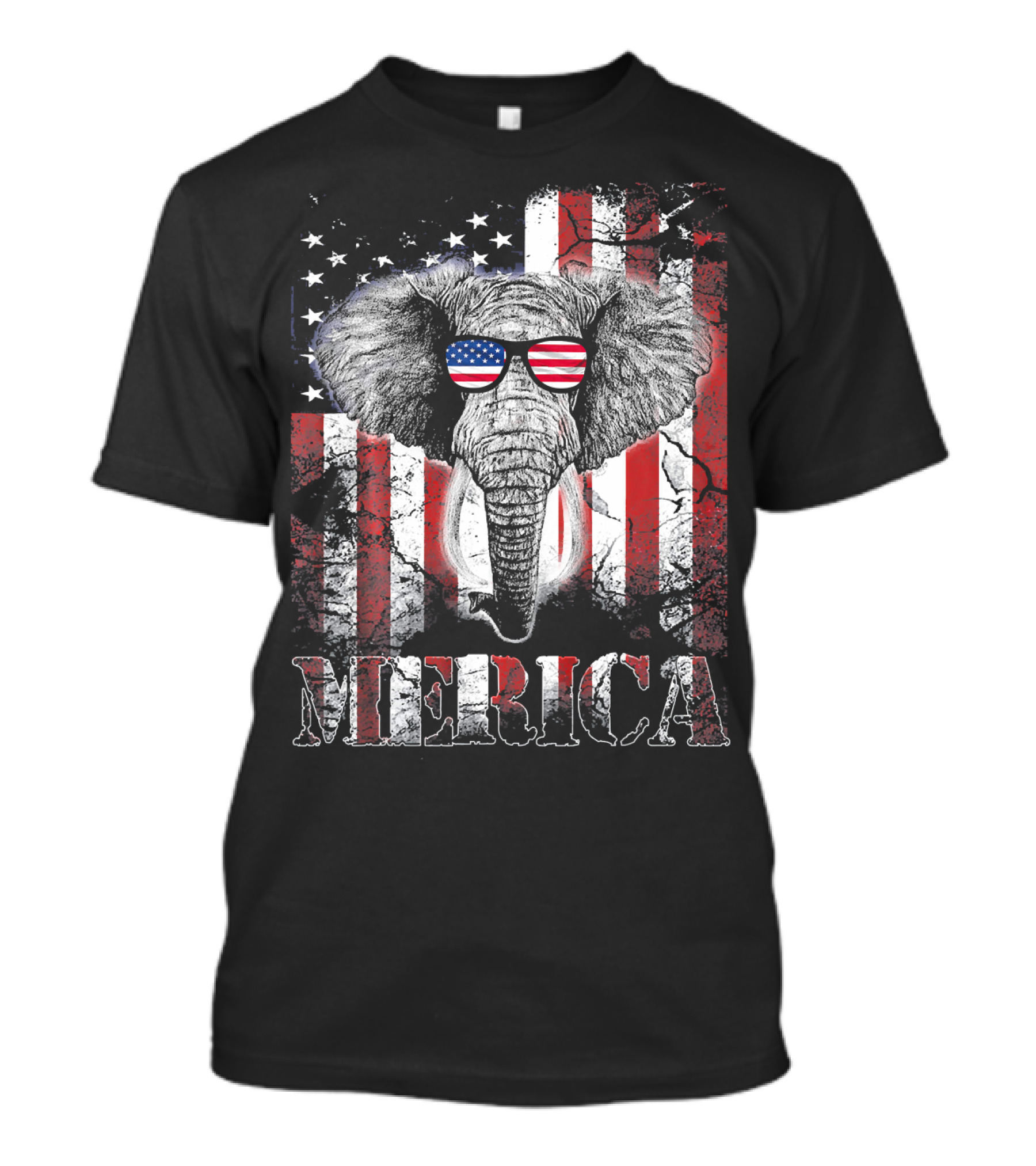 Elephant MERICA 4th Of July America Flag Sunglasses T-Shirt