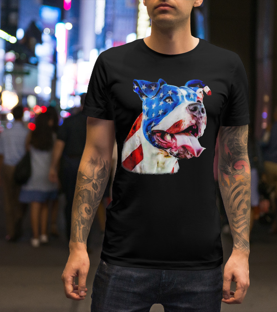 American Pit Bull Terrier USA Flag T-Shirt