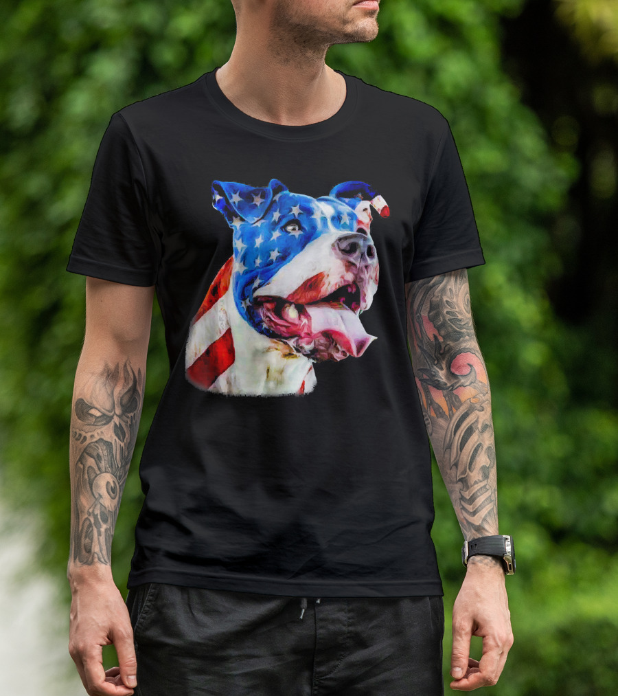 American Pit Bull Terrier USA Flag T-Shirt