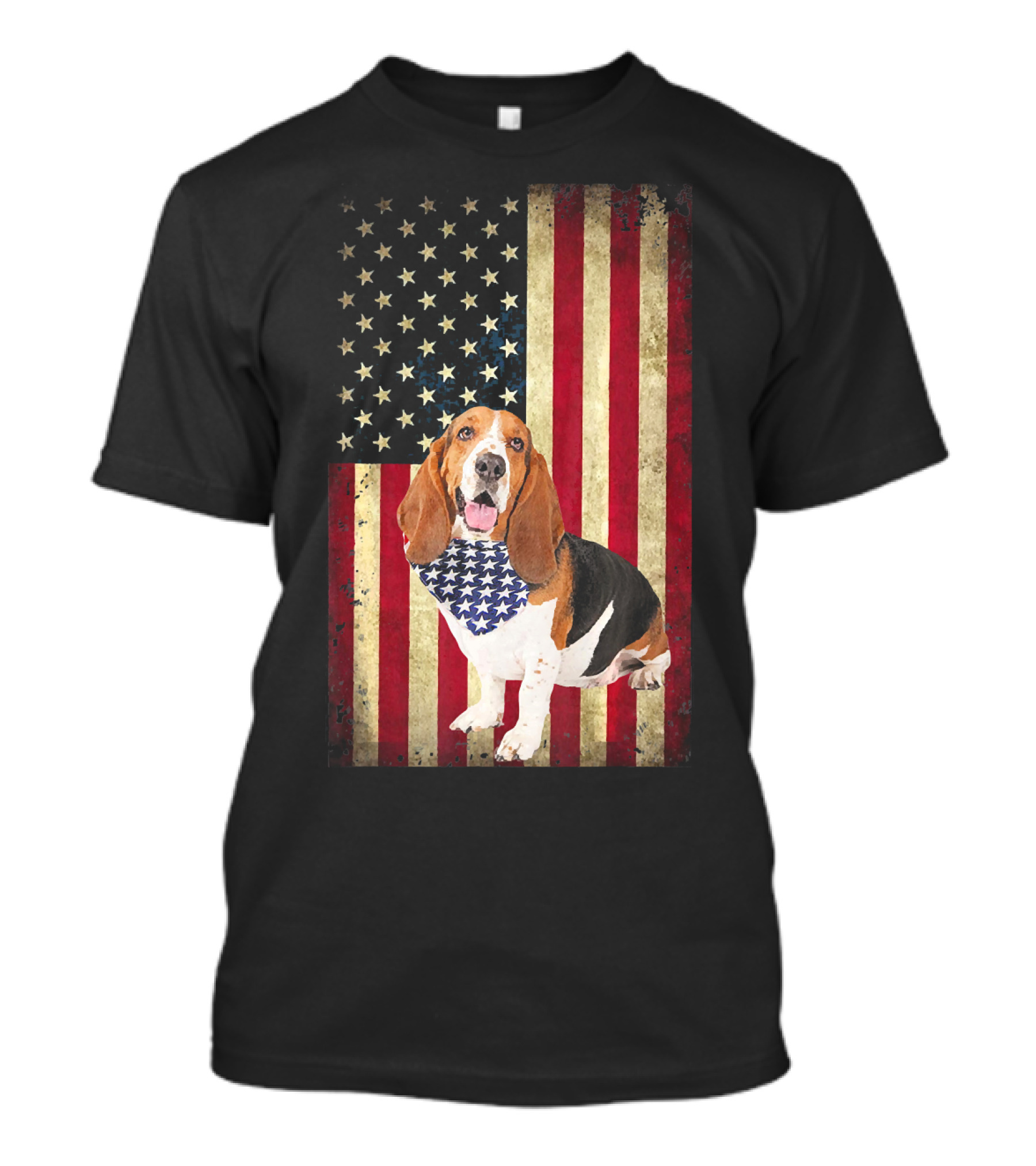 Basset Hounds Patriotic Dog Bandana American Flag 4th Of July T-Shirt