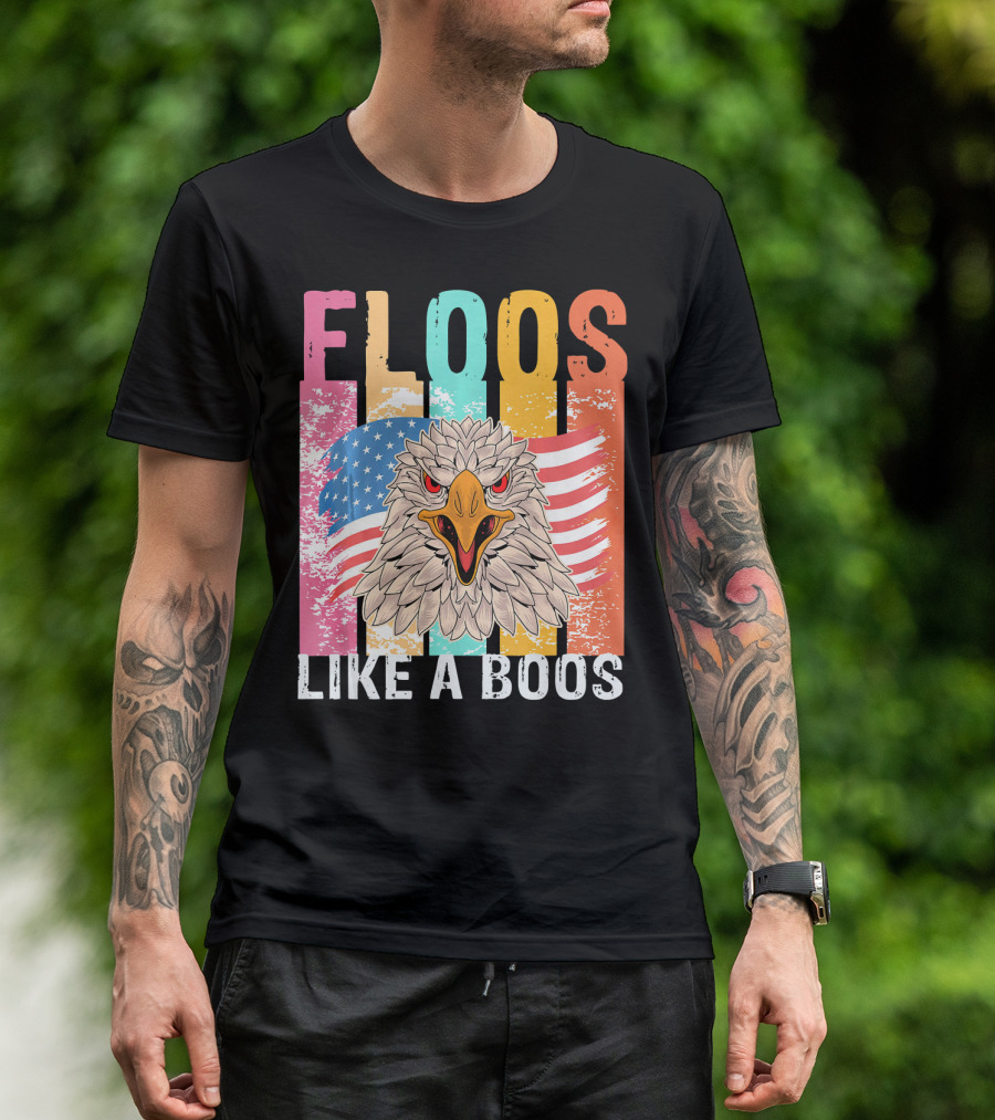FLOOS Like A Boos Bald Eagle American Flag Vantage T-Shirt