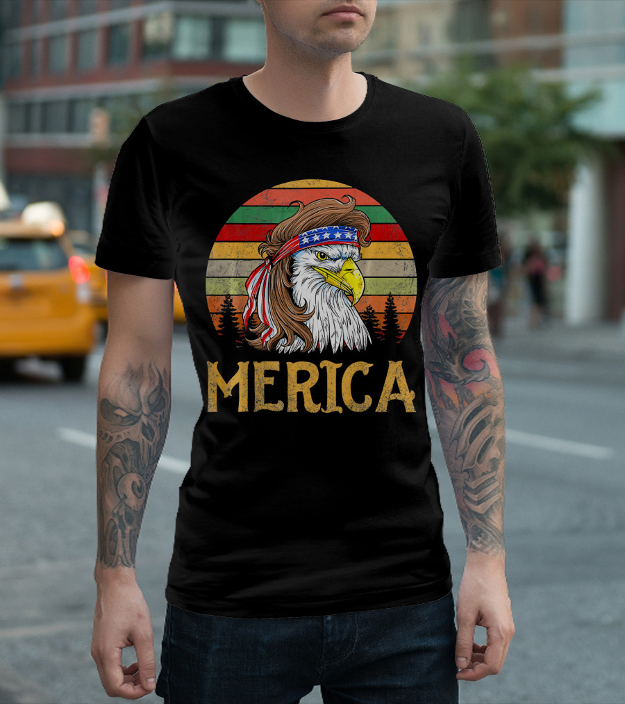 Merica Eagle Mullet American 4th of July T-Shirt