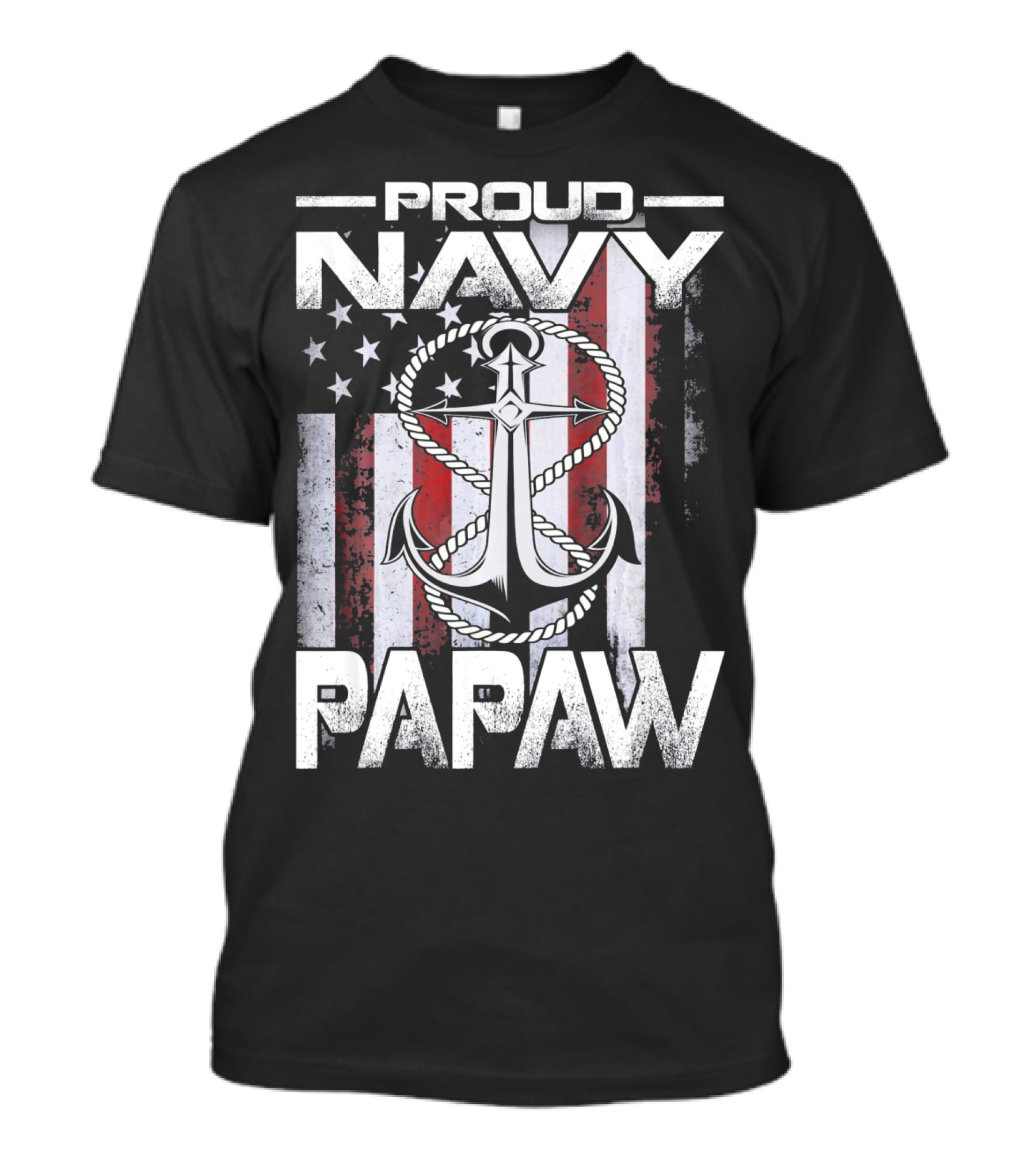 Proud Navy Papaw American Flag Anchor USA T-Shirt