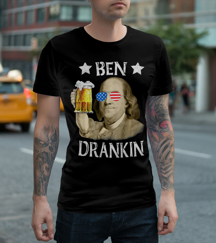 Ben Drankin 4th of July Benjamin Franklin Beer America Glasses T-Shirt