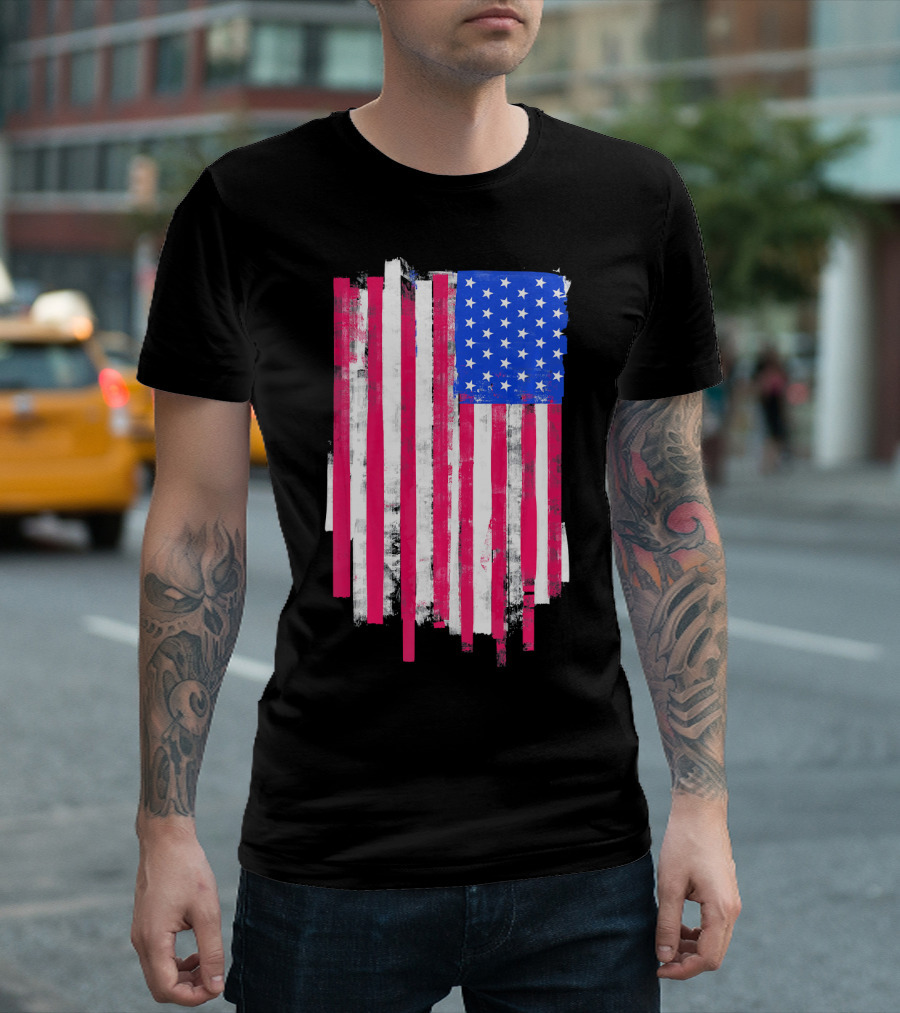 American Distressed USA Flag Patriotic T-Shirt