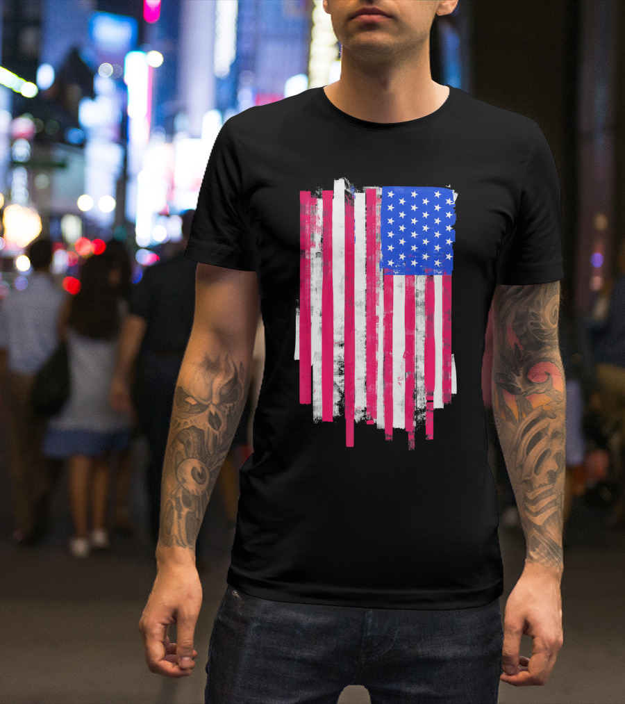 American Distressed USA Flag Patriotic T-Shirt