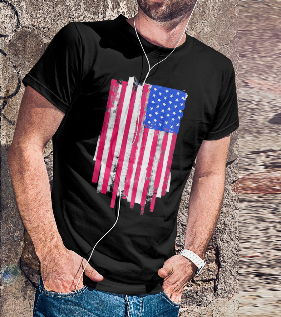 American Distressed USA Flag Patriotic T-Shirt