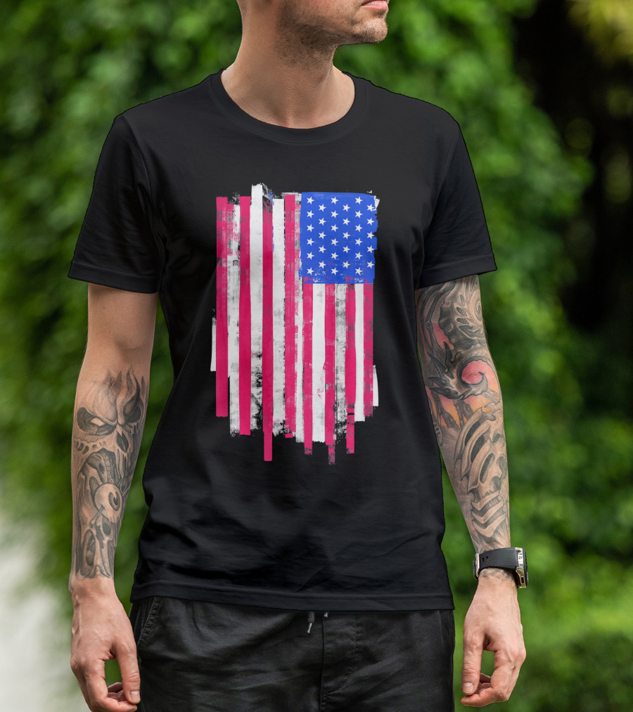 American Distressed USA Flag Patriotic T-Shirt