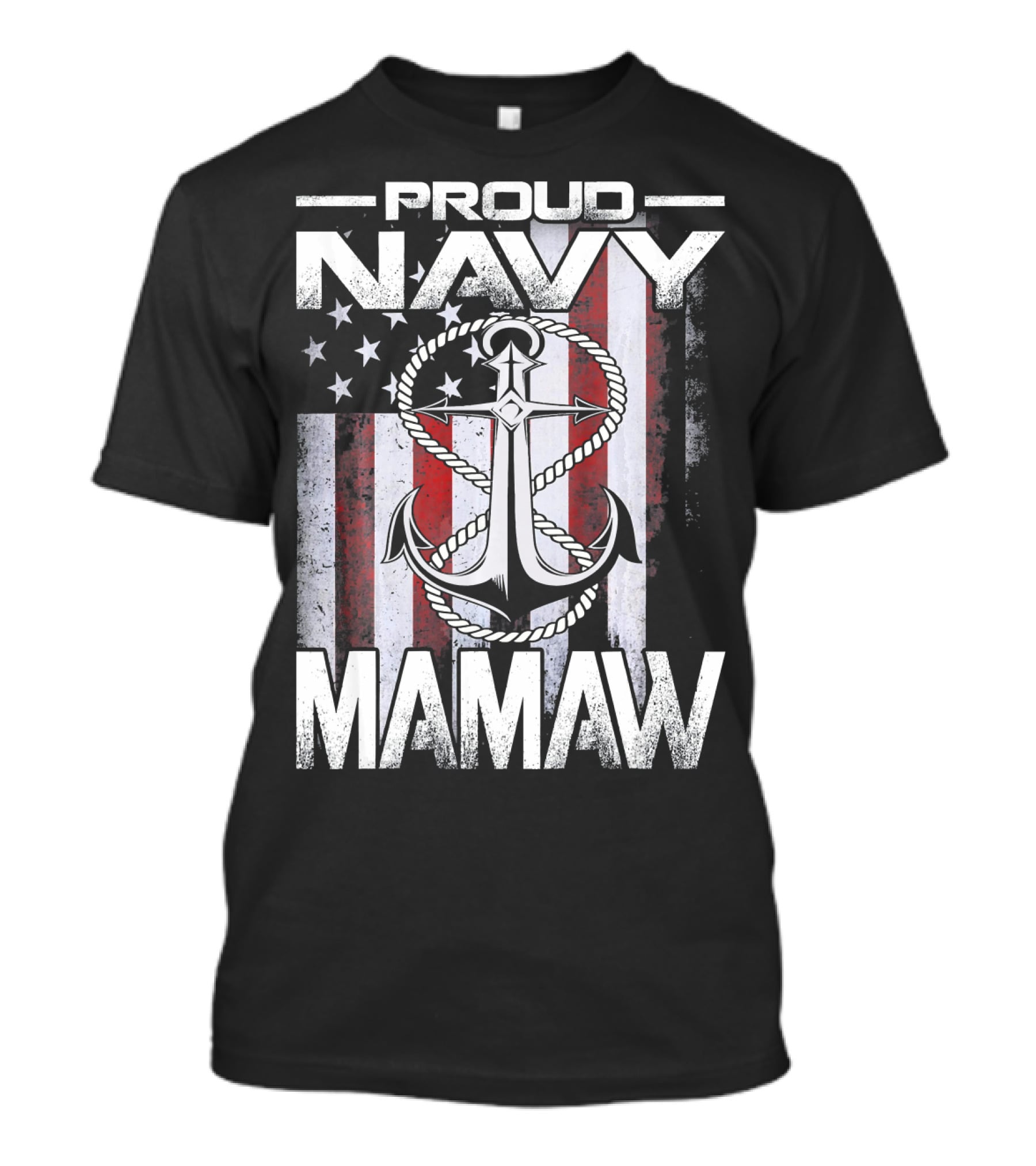 Proud Navy Mamaw USA Patriotic Anchor And Flag T-Shirt