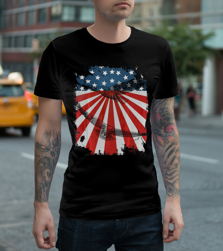 Patriotic Bald Eagle American Flag T-Shirt