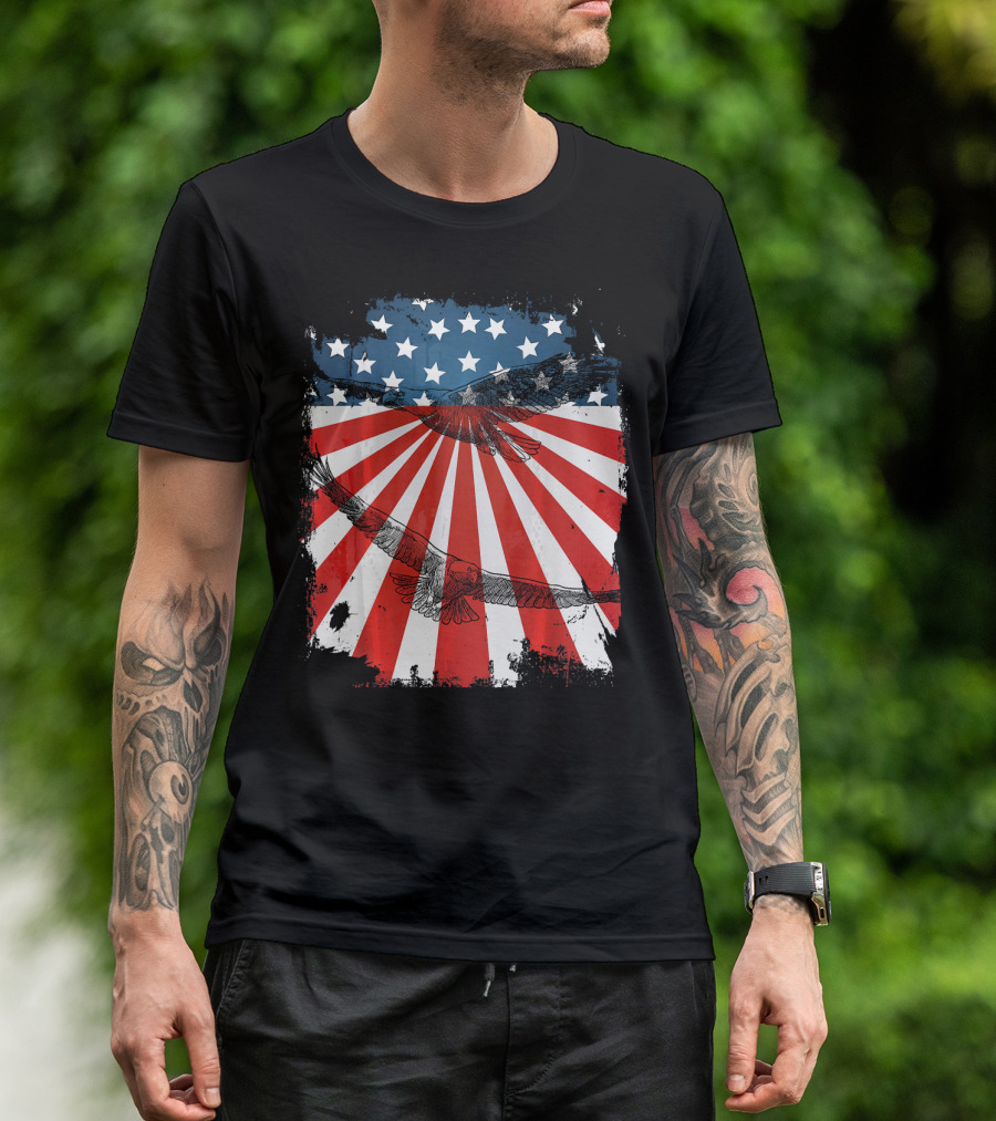 Patriotic Bald Eagle American Flag T-Shirt