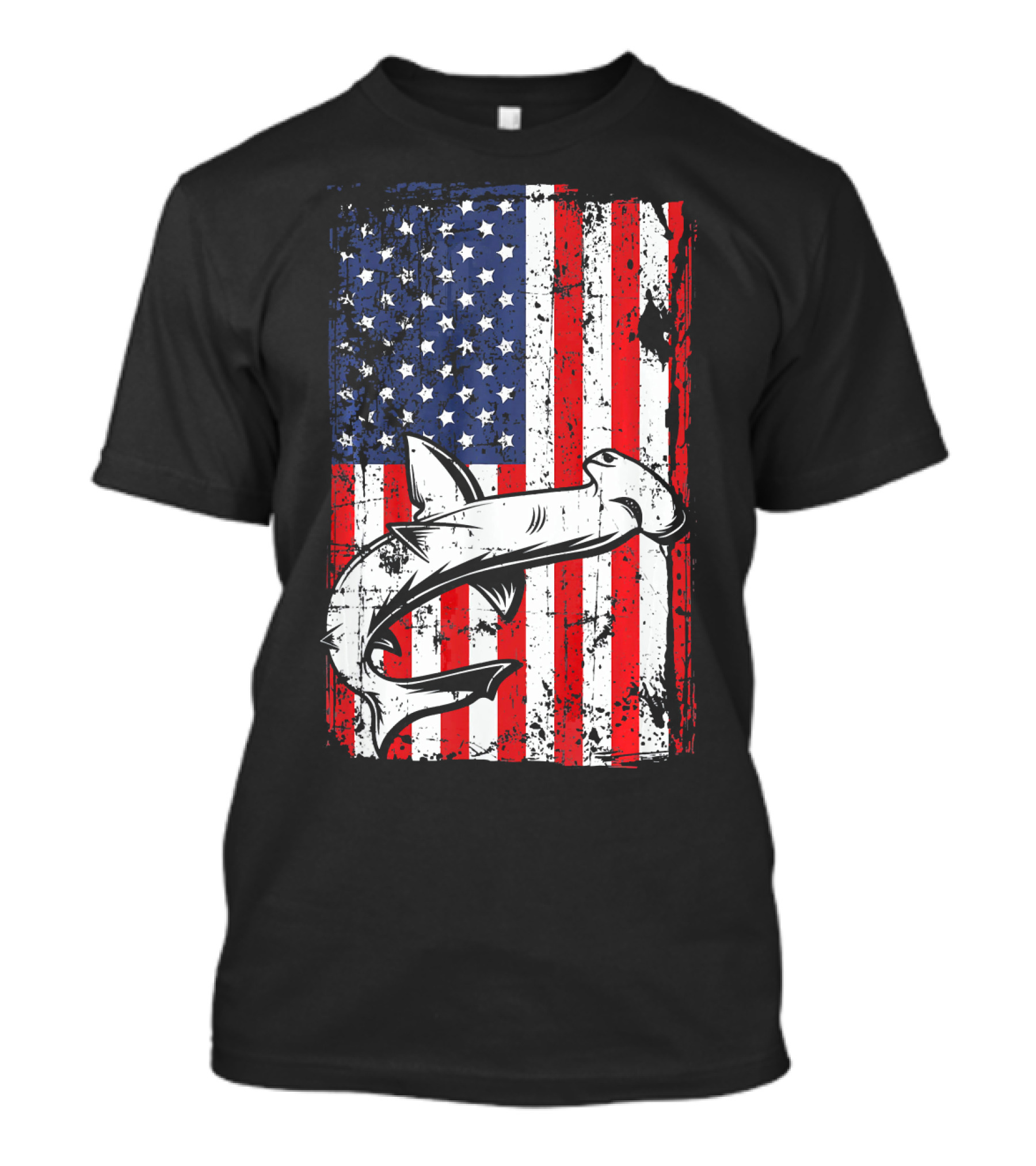 4th Of July American Flag Hammerhead Shark Patriotic T-Shirt