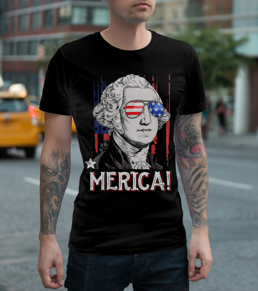 Star-Spangled George Washington Cool Shades Merica T-Shirt