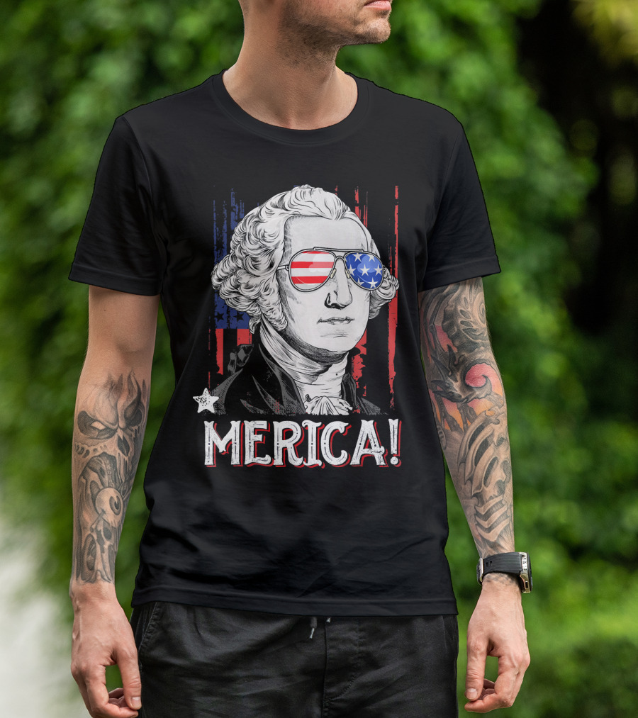 Star-Spangled George Washington Cool Shades Merica T-Shirt