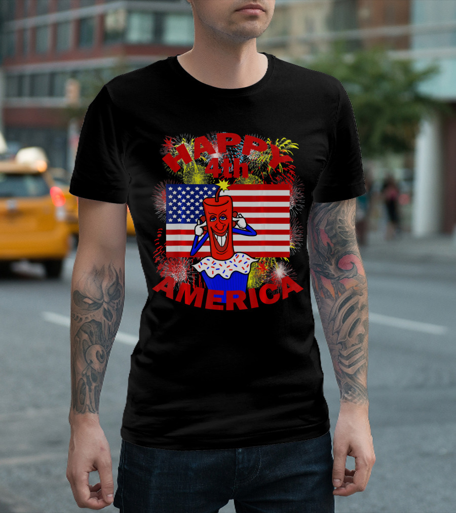Happy 4th America Fourth of July Fireworks T-Shirt