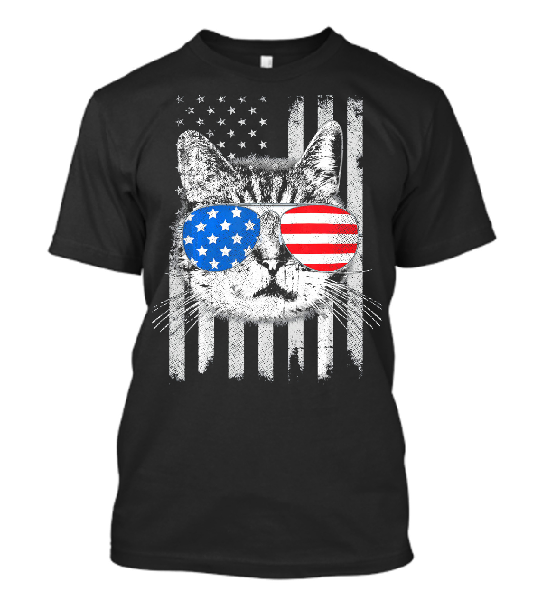 4th Of July Cat Meowica American Flag Sunglasses USA Patriotic Cat T-Shirt