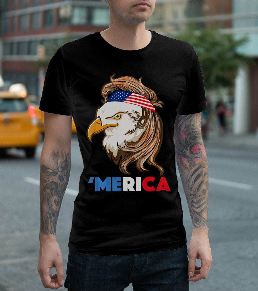 Bald Eagle Mullet 'Merica 4th Of July Amer T-Shirt