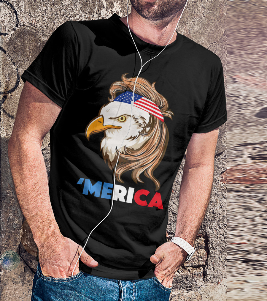 Bald Eagle Mullet 'Merica 4th Of July Amer T-Shirt