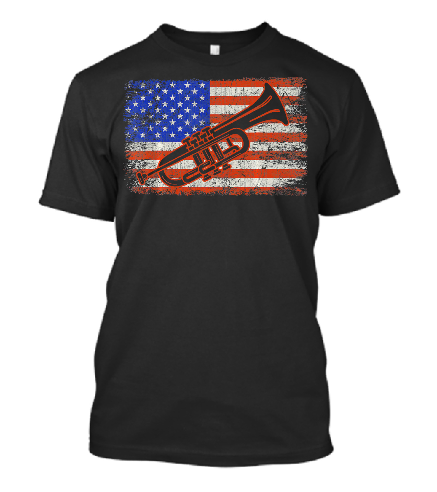 Trumpet American Flag USA Patriotic T-Shirt