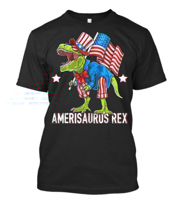 Amerisaurus Rex Dinosaur Uncle Sam Costume Fourth Of July Patriotic T-Rex T-Shirt