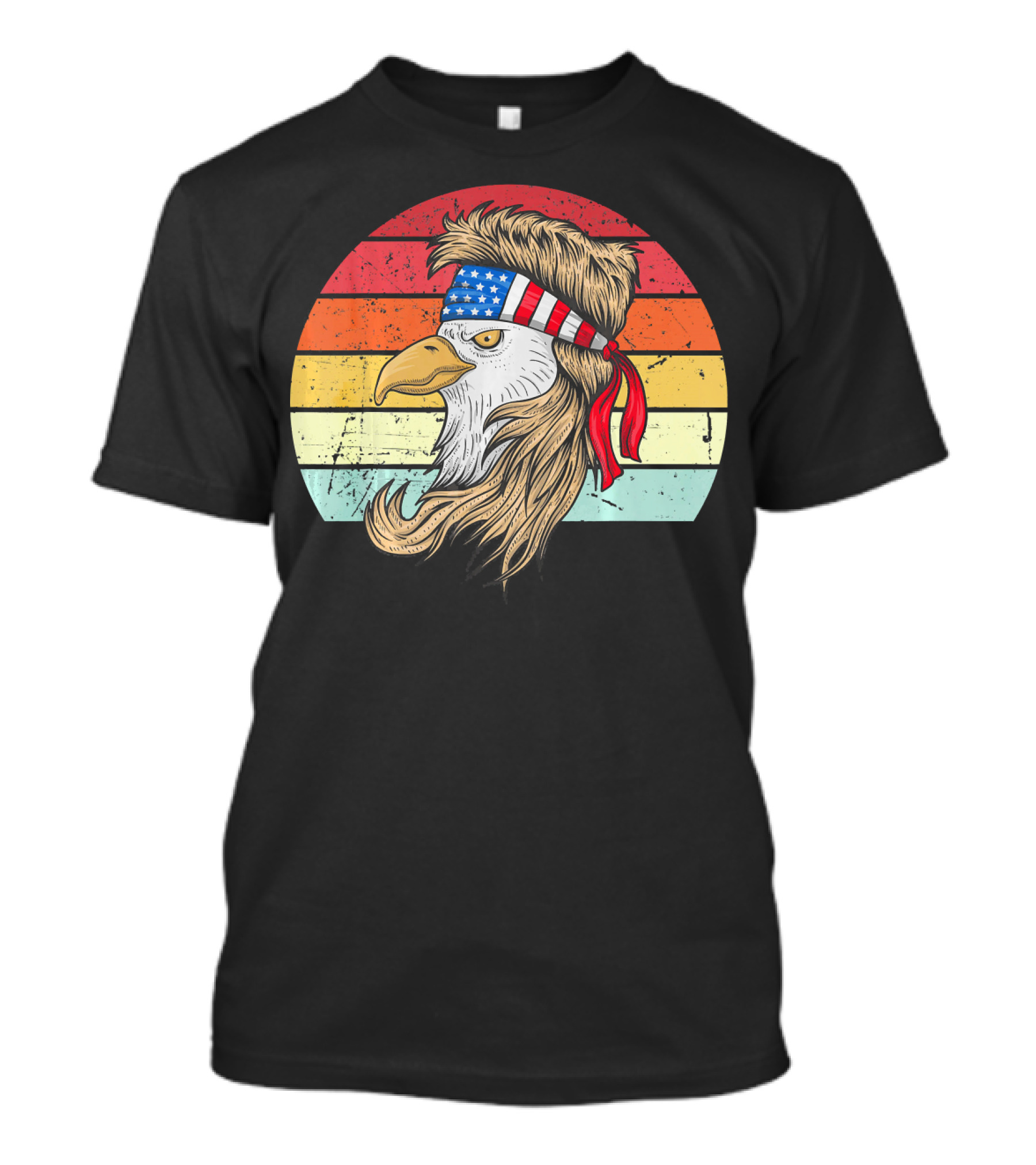 4th Of July Bald Eagle With Mullet American Flag Headband T-Shirt