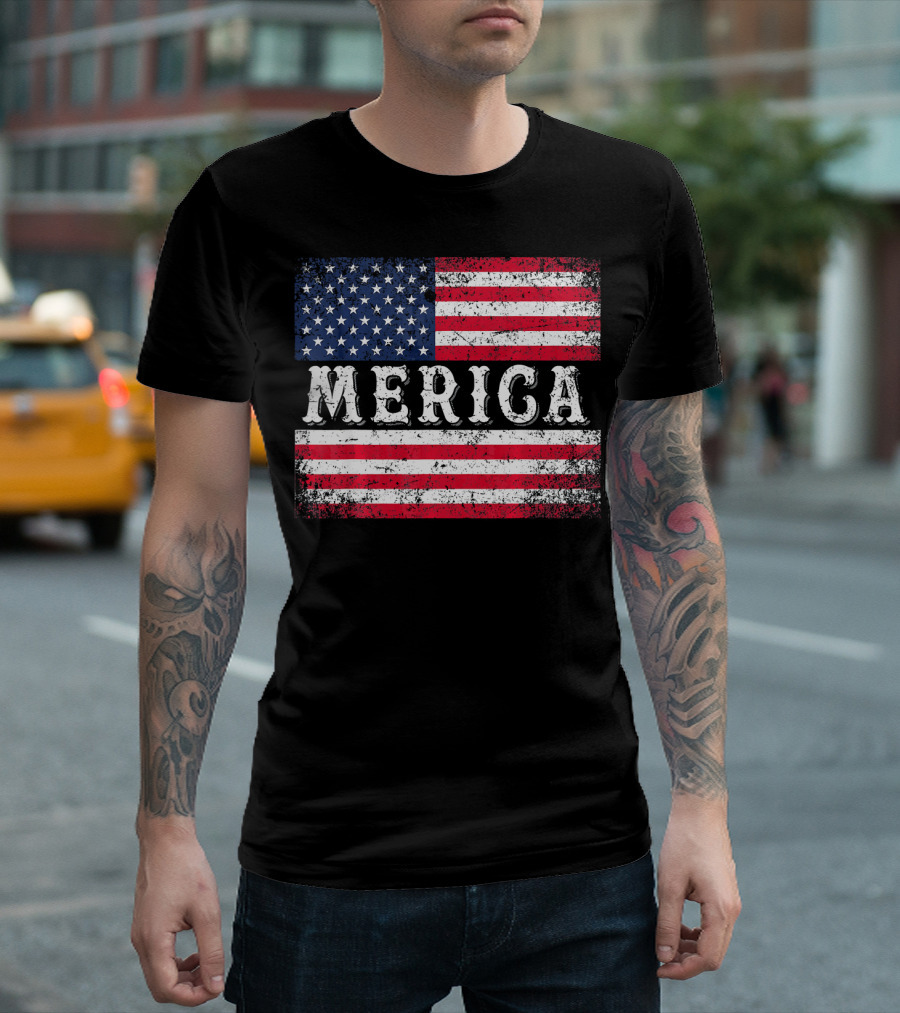 Grunge American Flag Merica USA 4th Of July T-Shirt