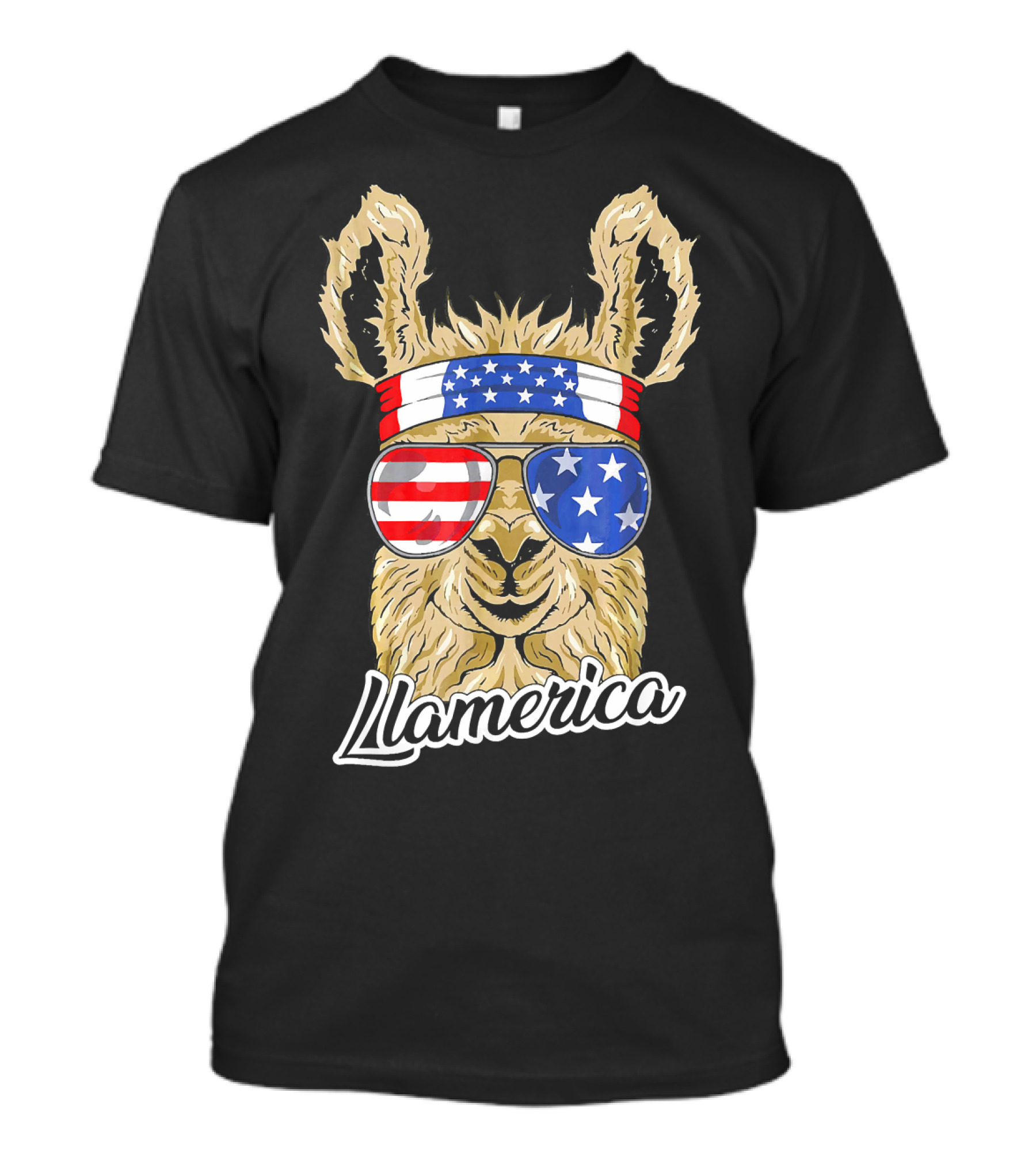 Llamerica American Llama USA Flag Sunglasses Patriot Headband T-Shirt