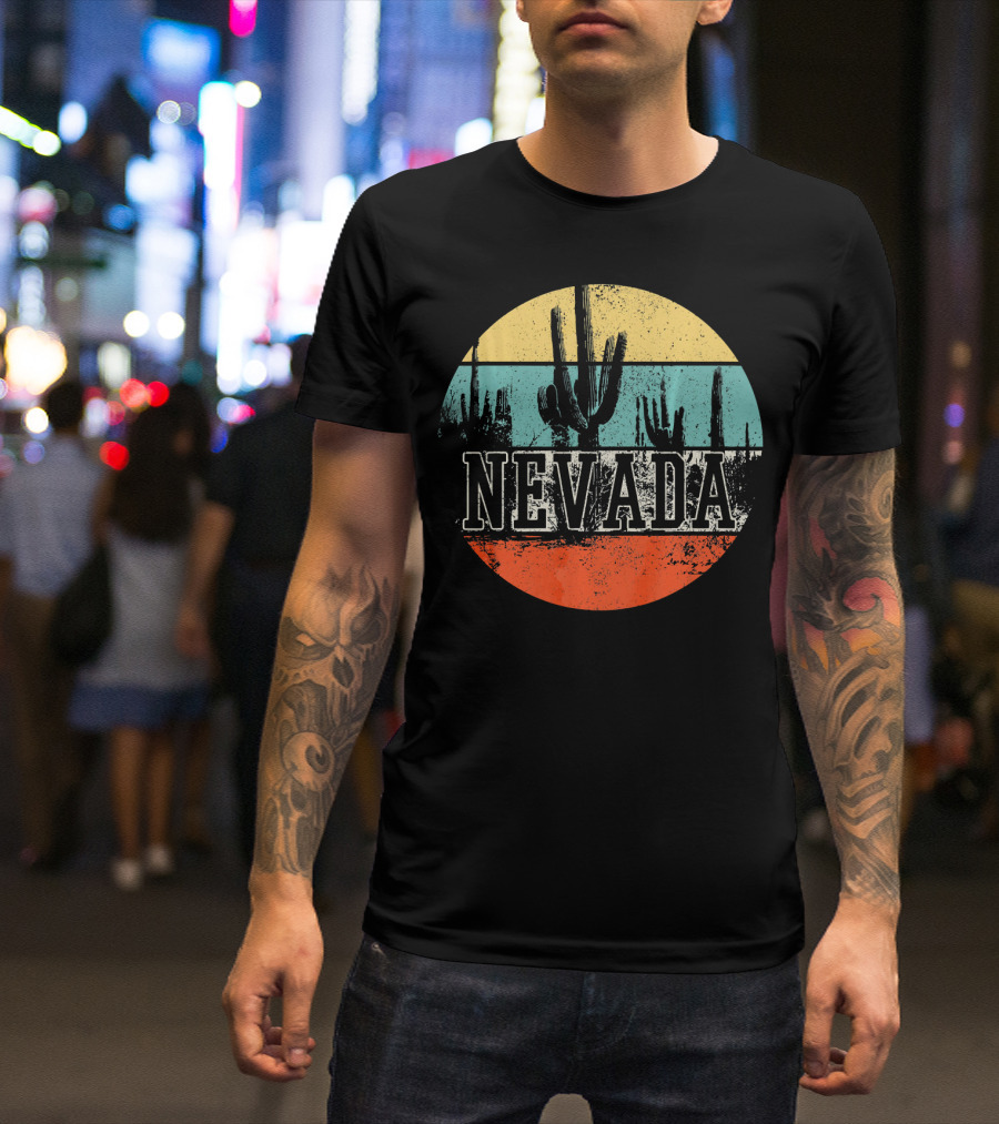 Nevada USA Cactus Desert Vintage Sunset T-Shirt