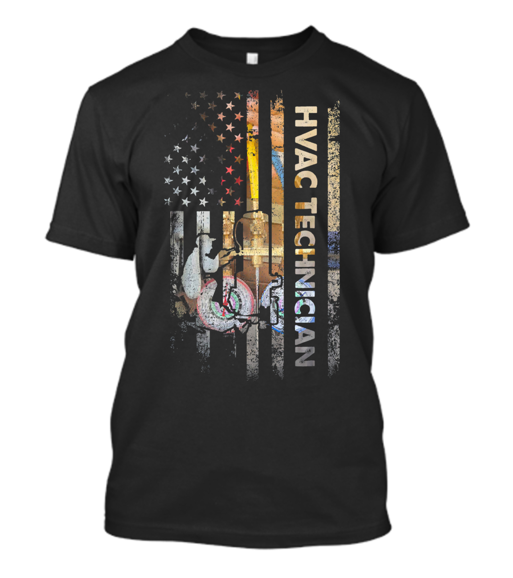 Mens HVAC Technician USA Flag Patriotic T-Shirt