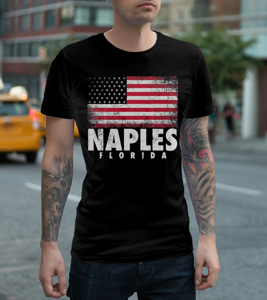 Naples Florida American Flag 4th Of July T-Shirt