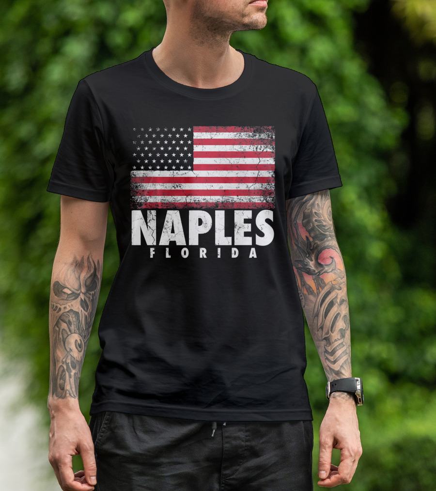 Naples Florida American Flag 4th Of July T-Shirt